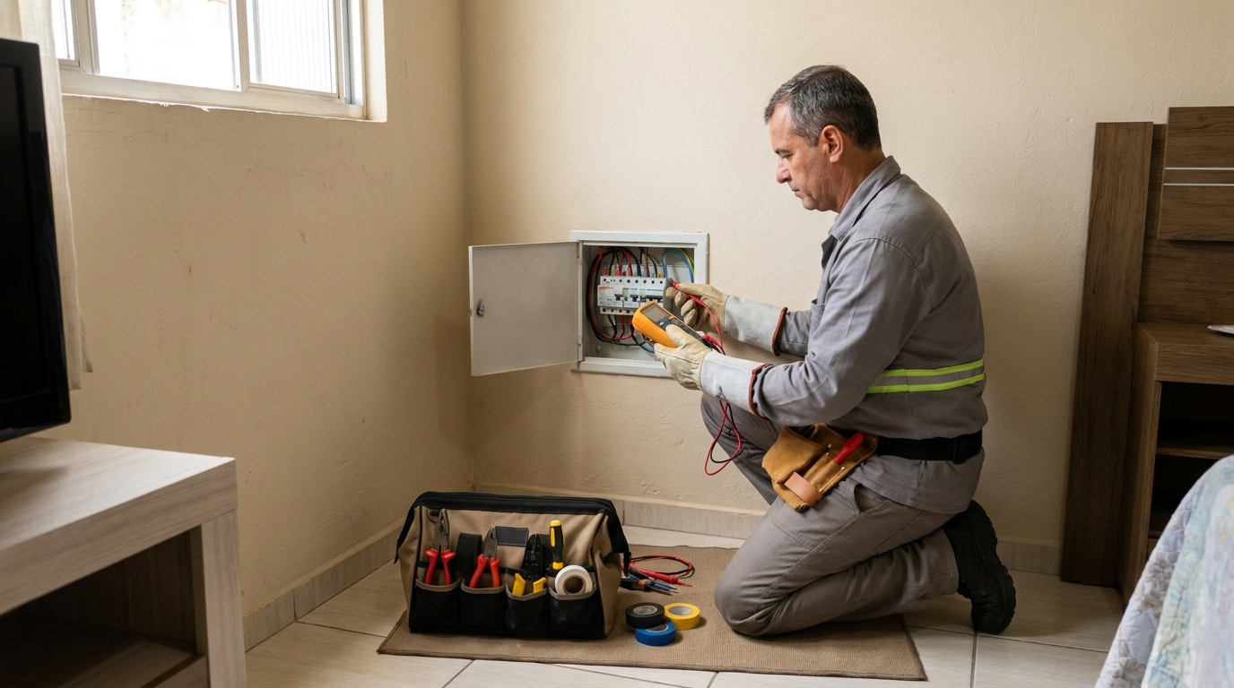 Eletricista trabalhando em Palhoça‑SC