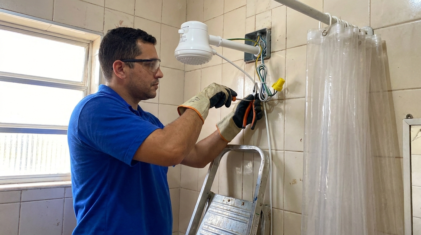 Instalacao de chuveiro eletrico residencial em Palhoça‑SC