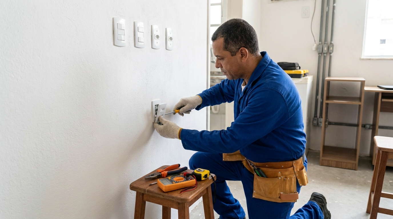 Instalacao de tomada e interruptor profissional em Palhoça‑SC