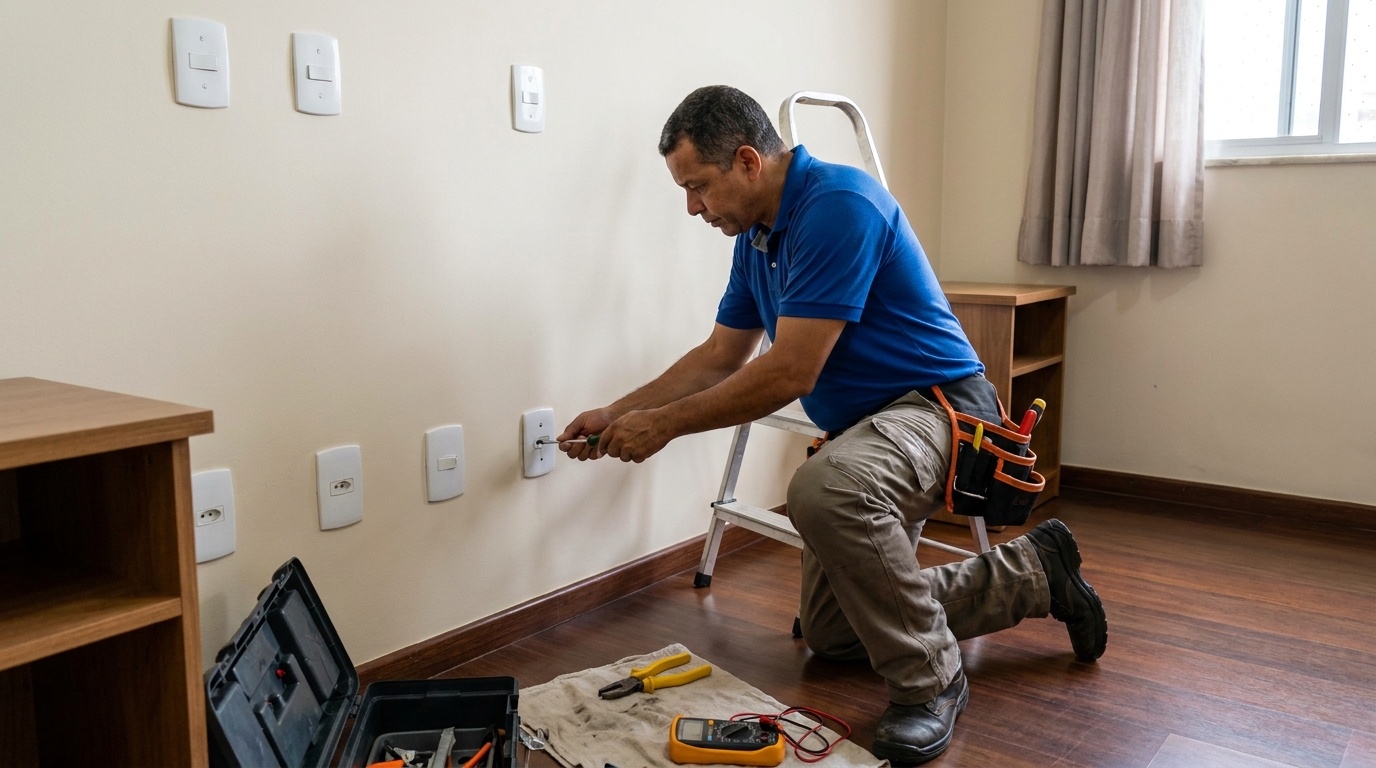 Instalacao de tomada e interruptor residencial em Palhoça‑SC