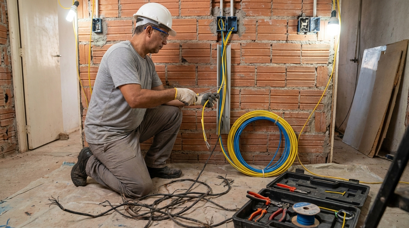 Troca de fiacao eletrica residencial em Palhoça‑SC